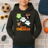 Happy OWLween Halloween Cute Kids Hoodie thumb 2