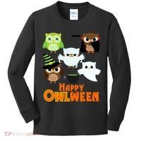 Happy OWLween Halloween Cute Kids Long Sleeve Shirt thumb 0