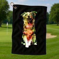 Happy Pup Fire Hydrant Rescue Dog Golf Towel thumb 1