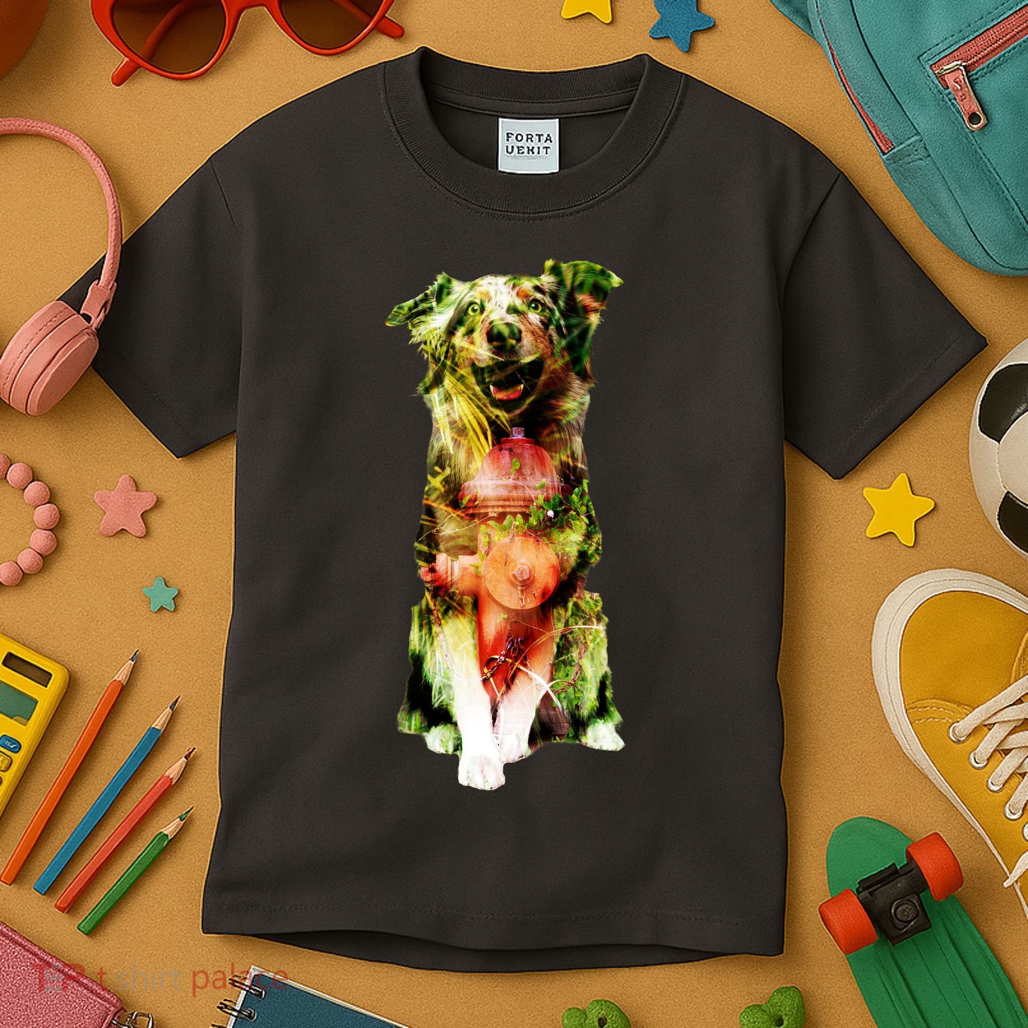 Happy Pup Fire Hydrant Rescue Dog Kids T-Shirt