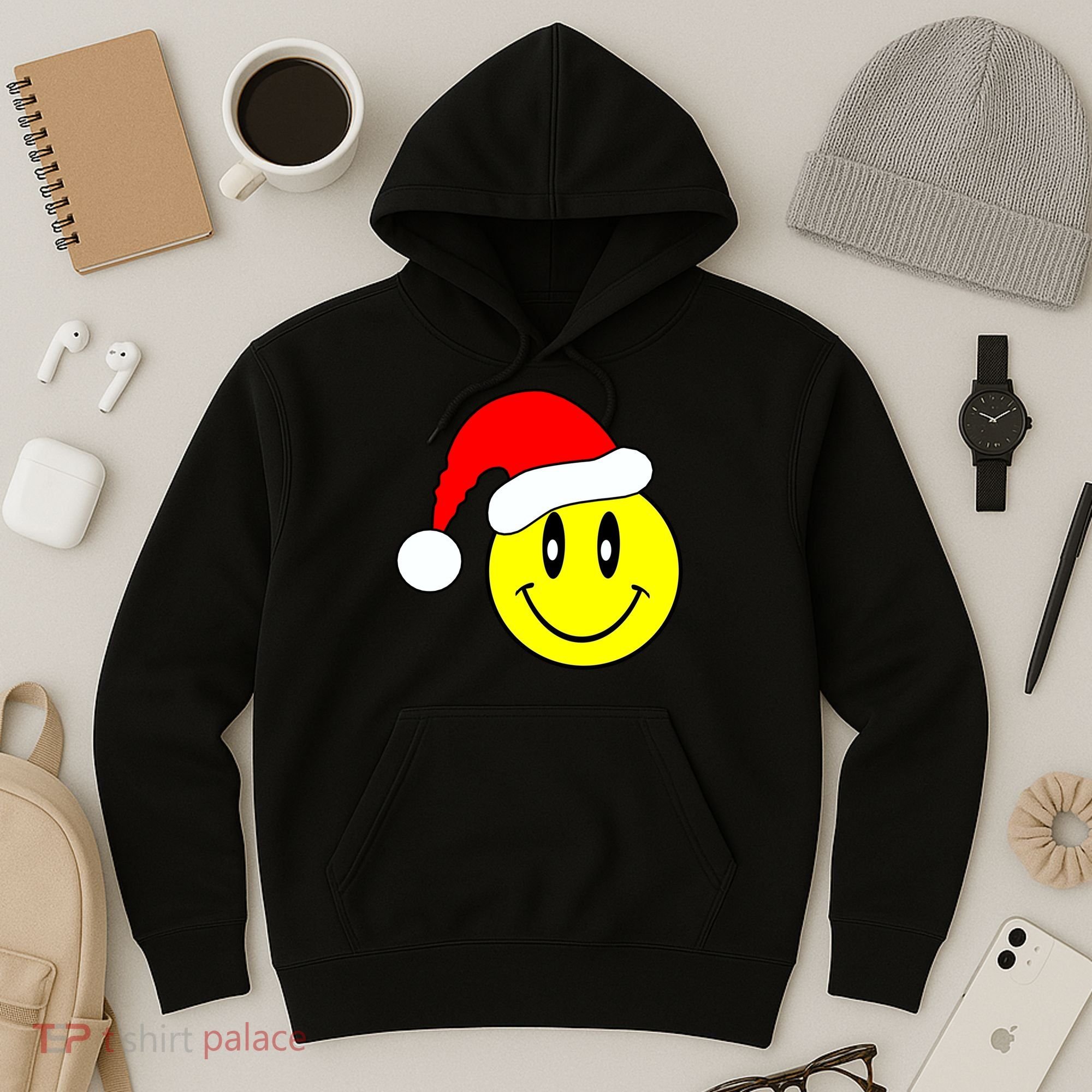 Happy Santa Smile Face Hoodie