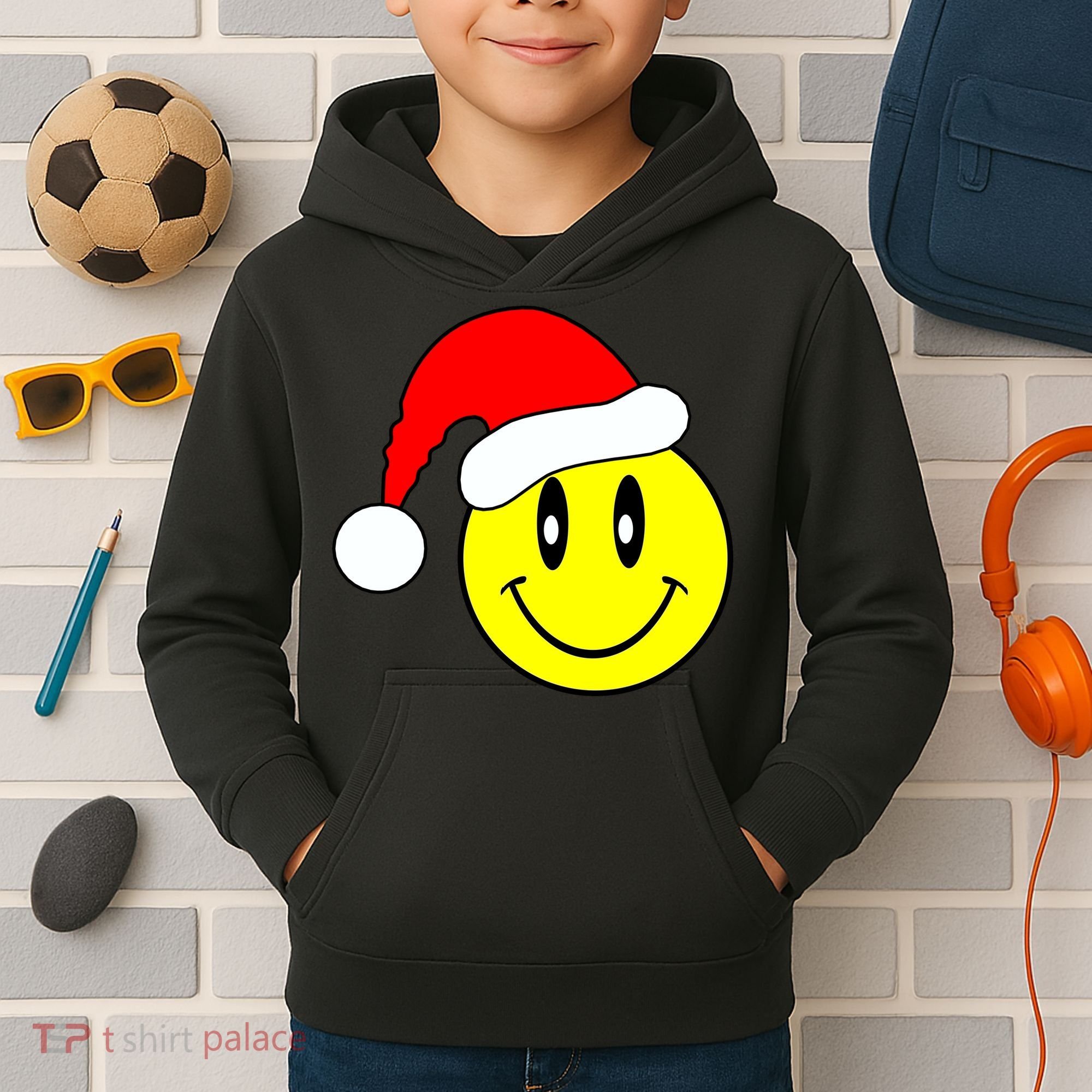 Happy Santa Smile Face Kids Hoodie