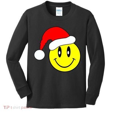 Happy Santa Smile Face Kids Long Sleeve Shirt