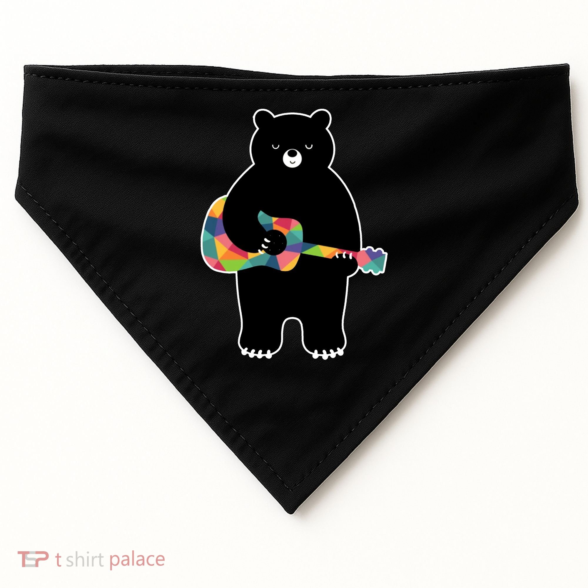 Happy Song Bear Guitar USA-Made Doggie Bandana