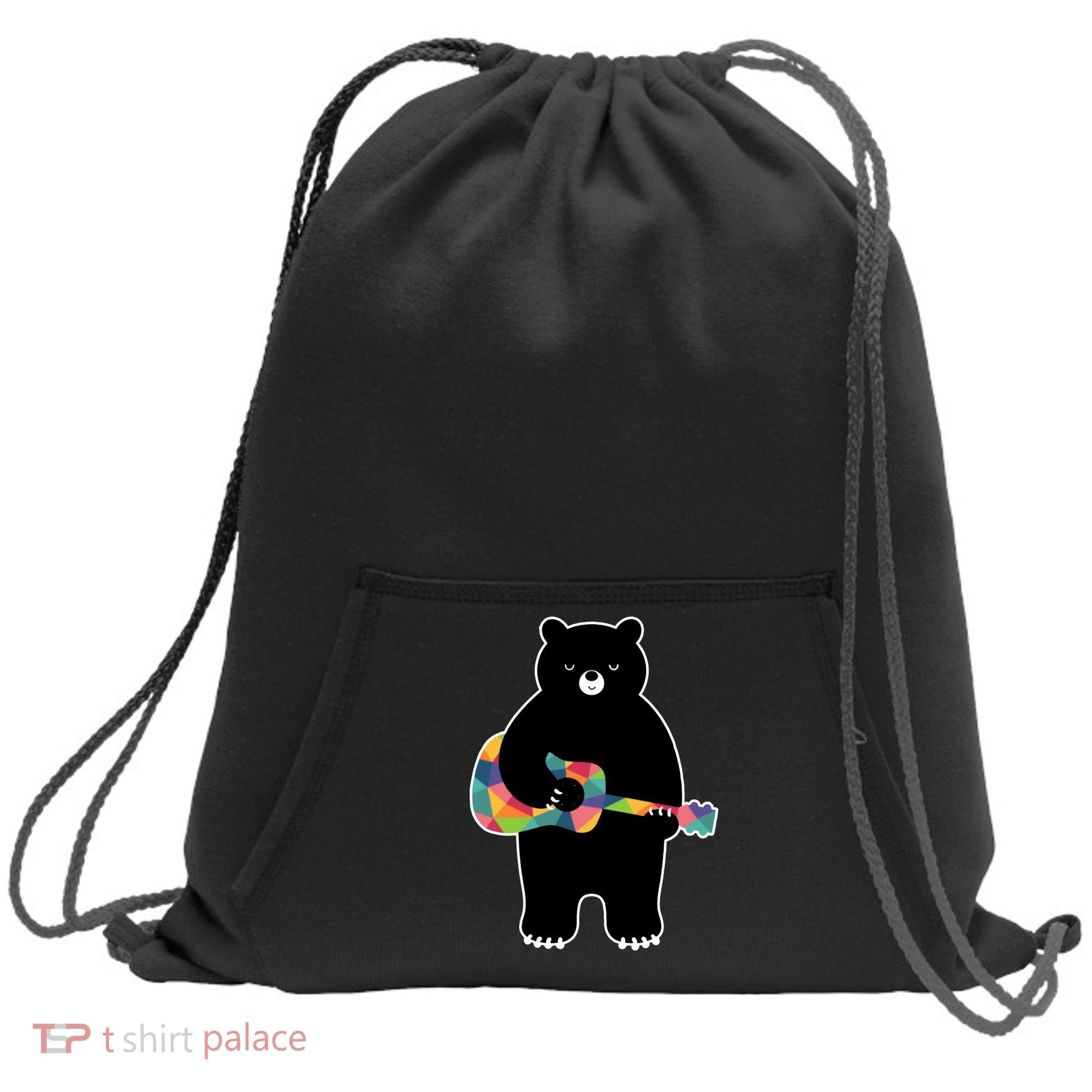 Happy Song Bear Guitar Sweatshirt Cinch Pack Bag