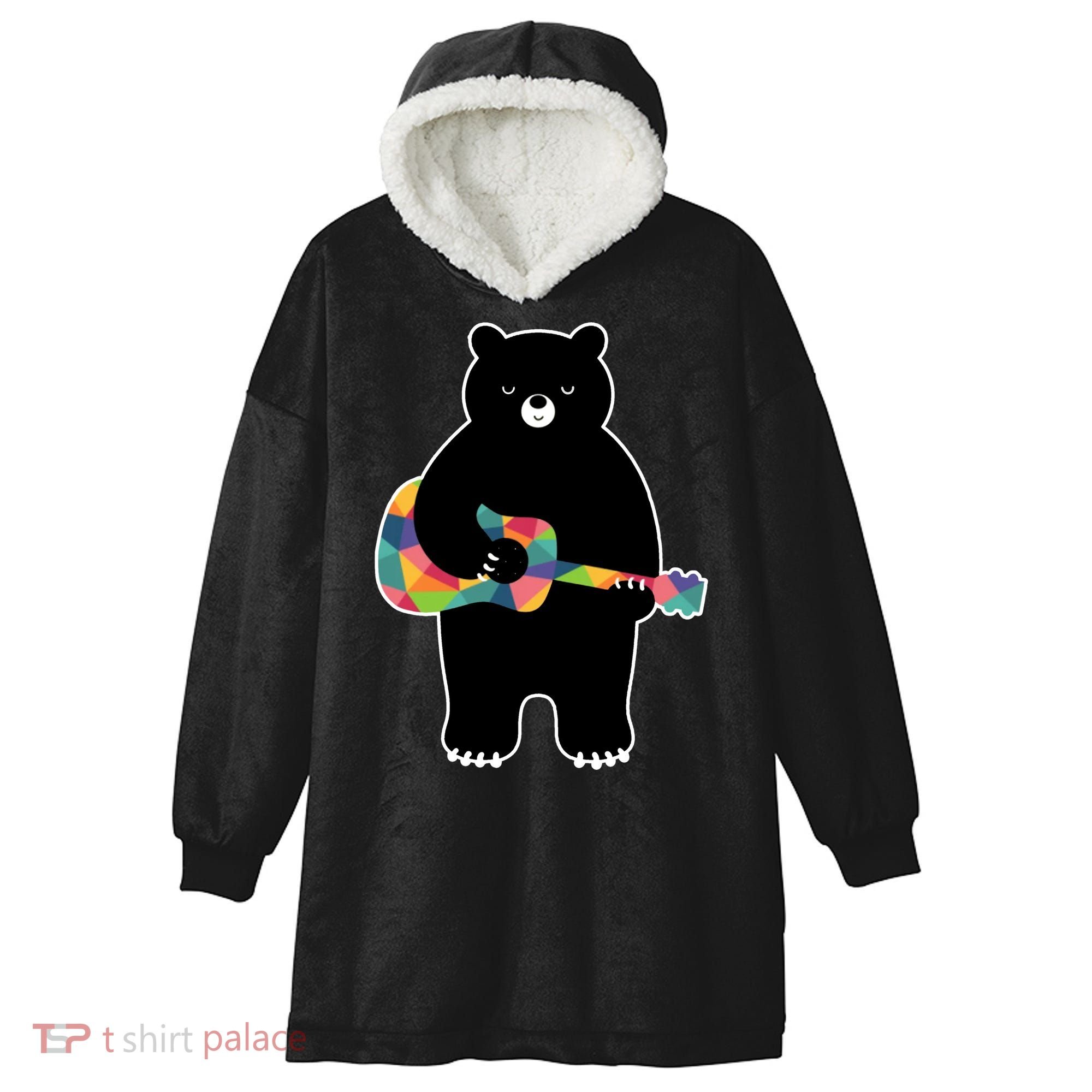 Happy Song Bear Guitar Hooded Wearable Blanket