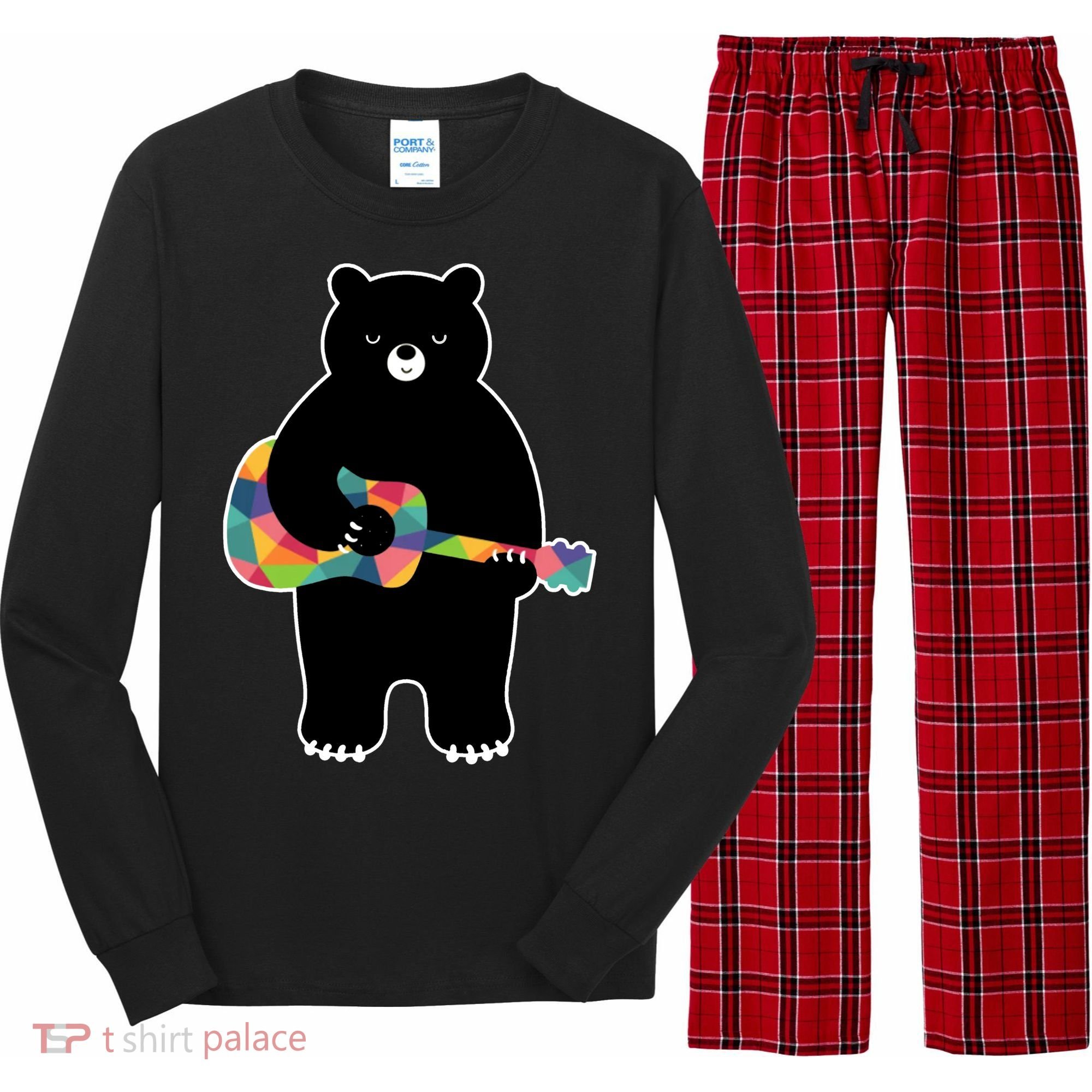 Happy Song Bear Guitar Long Sleeve Pajama Set