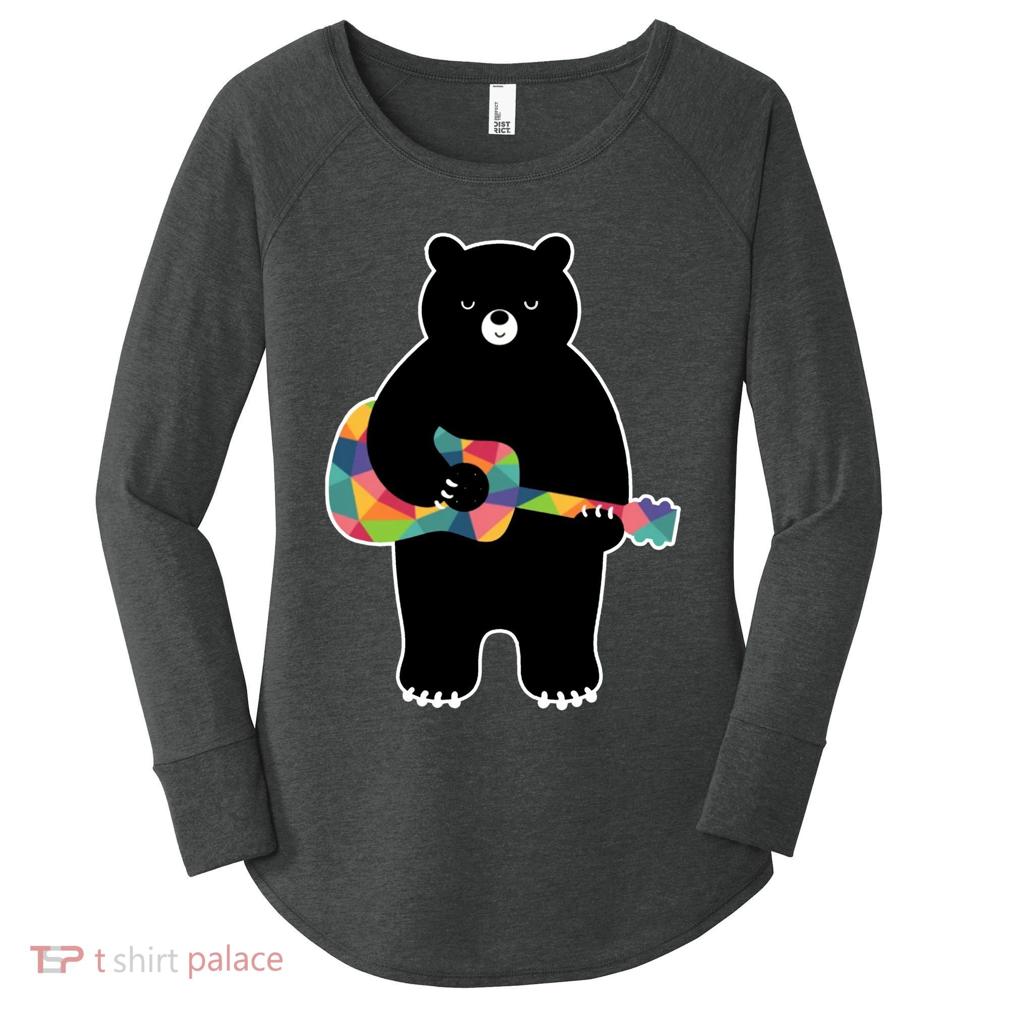 Happy Song Bear Guitar Women's Perfect Tri Tunic Long Sleeve Shirt