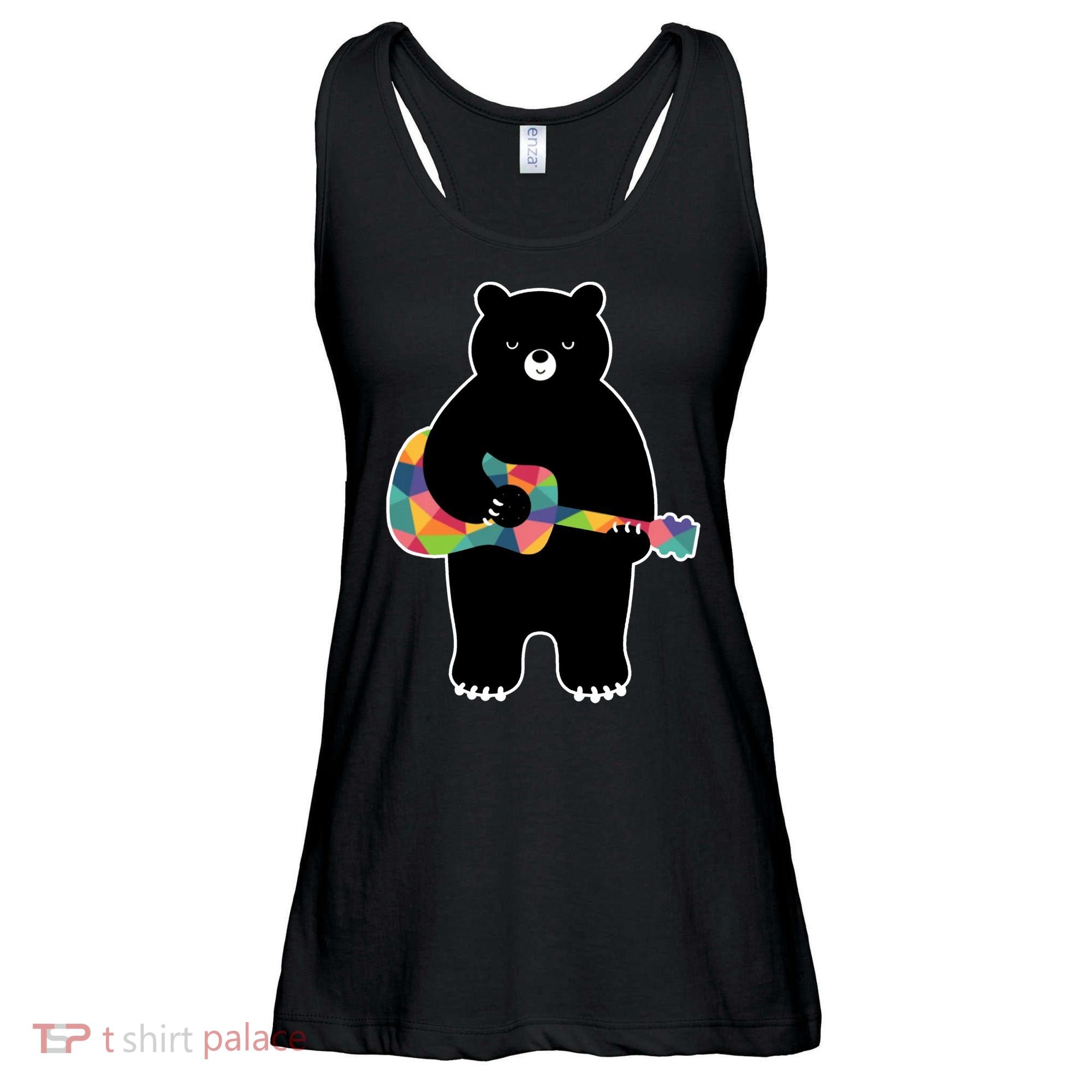 Happy Song Bear Guitar Ladies Essential Flowy Tank