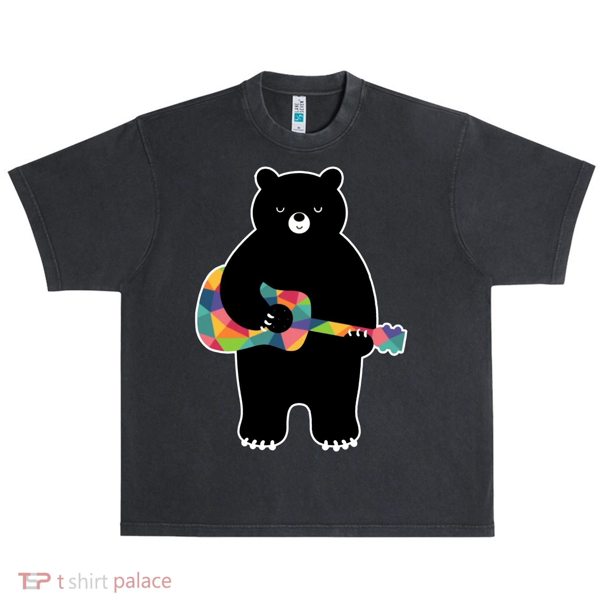 Happy Song Bear Guitar Urban Oversized Heavyweight T-Shirt