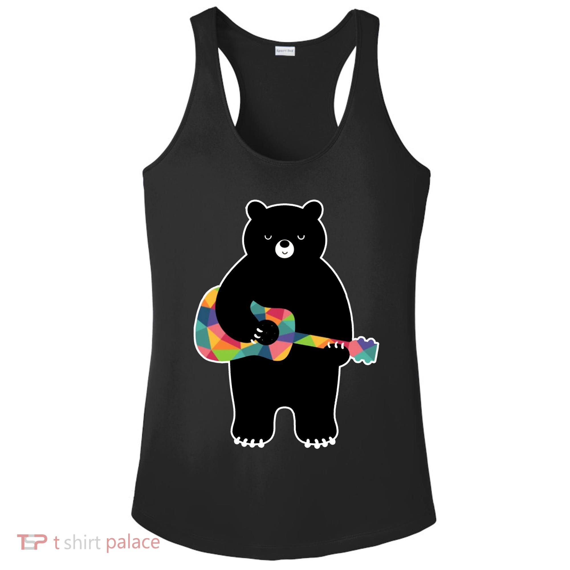 Happy Song Bear Guitar Ladies PosiCharge Competitor Racerback Tank