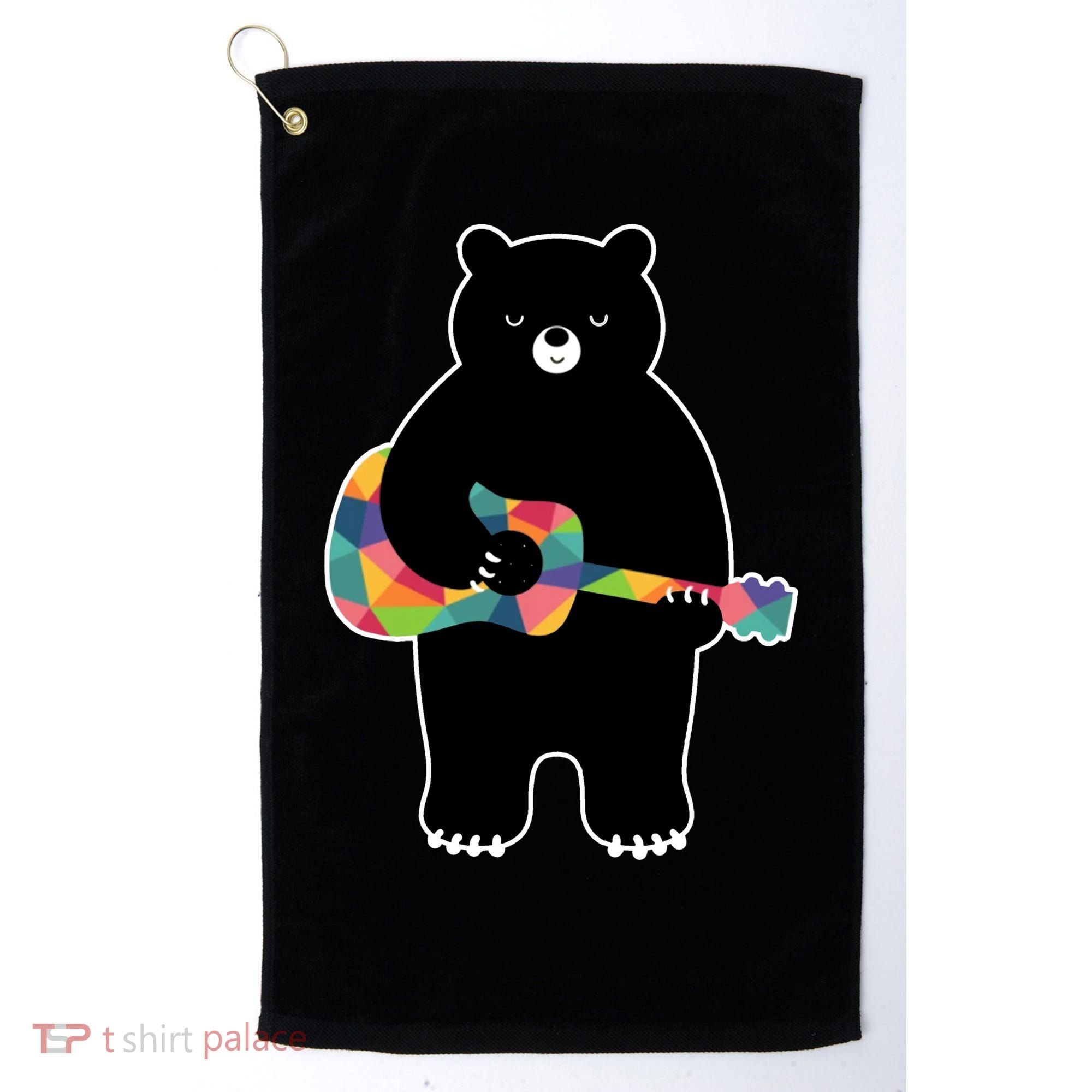 Happy Song Bear Guitar Golf Towel
