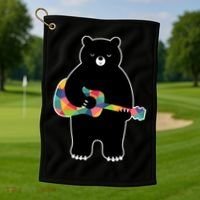 Happy Song Bear Guitar Golf Towel thumb 1