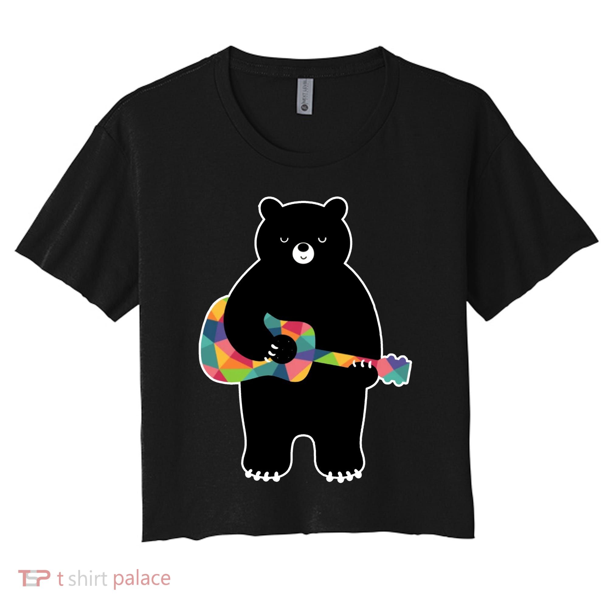 Happy Song Bear Guitar Women's Crop Top Tee