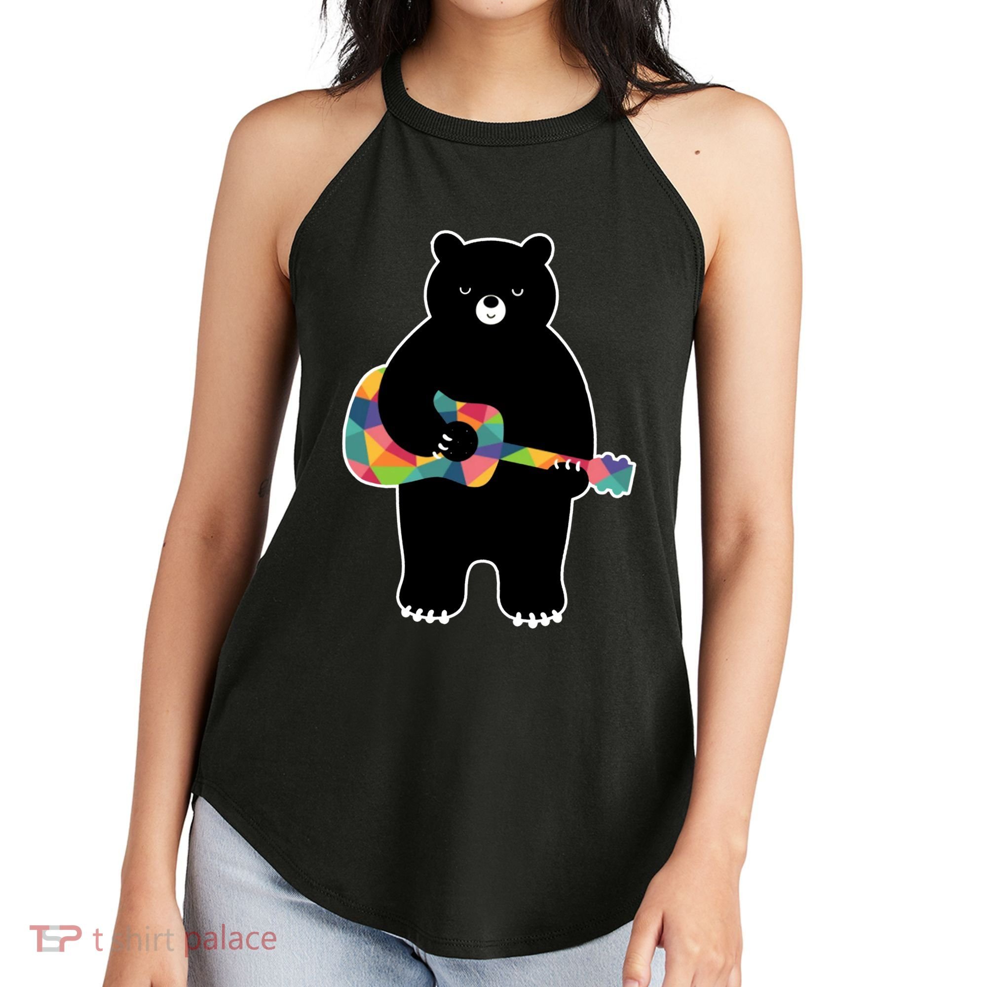 Happy Song Bear Guitar Women's Perfect Tri Rocker Tank