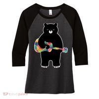 Happy Song Bear Guitar Women's Tri-Blend 3/4-Sleeve Raglan Shirt thumb 0