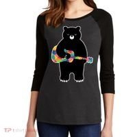 Happy Song Bear Guitar Women's Tri-Blend 3/4-Sleeve Raglan Shirt thumb 2