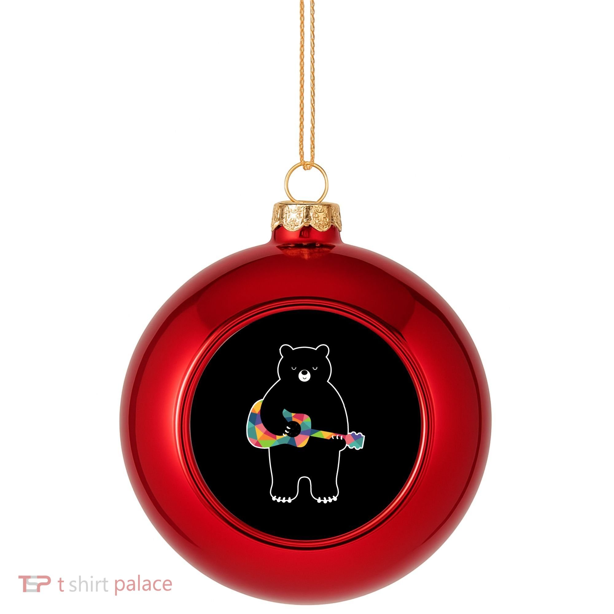 Happy Song Bear Guitar Plastic Christmas Ball Ornament