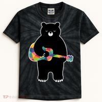 Happy Song Bear Guitar Kids Tie-Dye T-Shirt thumb 0