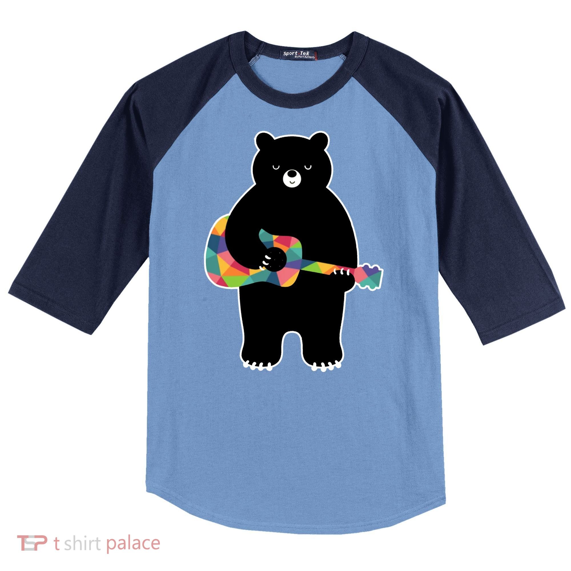 Happy Song Bear Guitar Raglan Baseball Sleeve Shirt