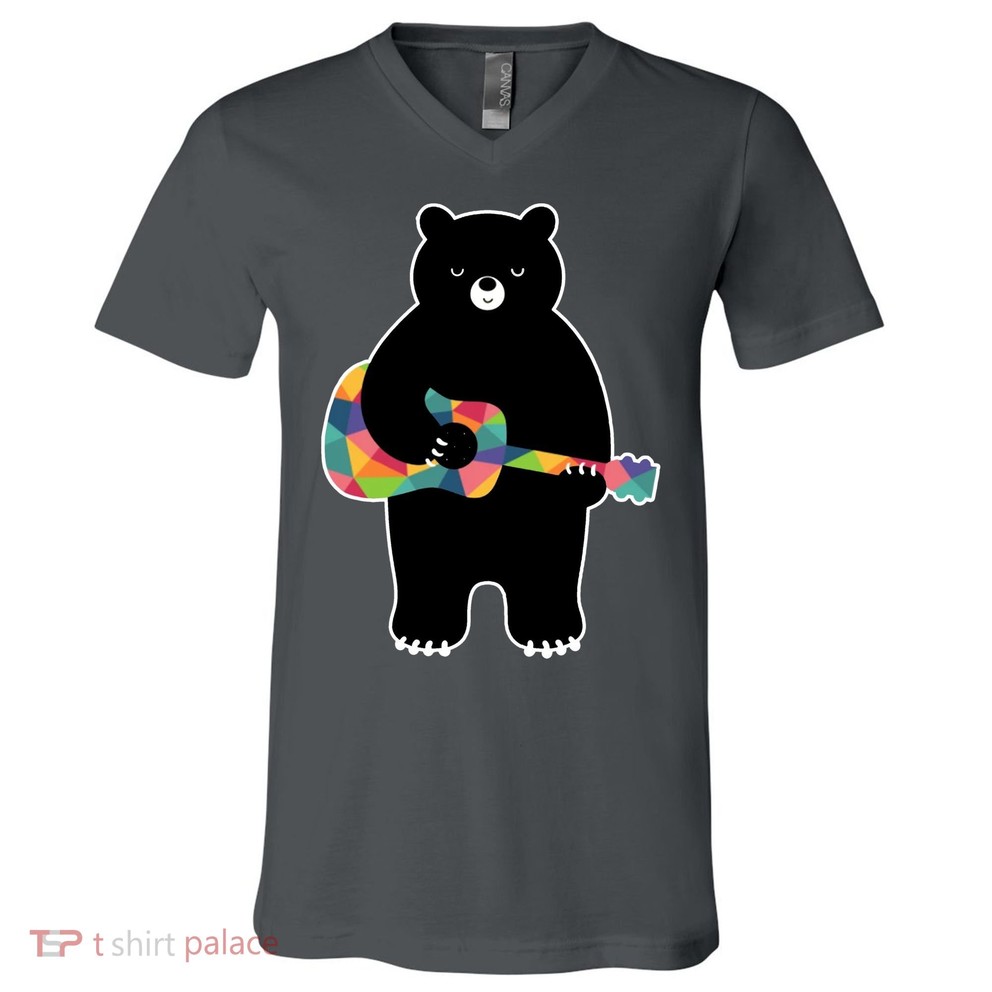 Happy Song Bear Guitar V-Neck T-Shirt