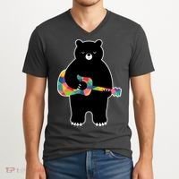 Happy Song Bear Guitar V-Neck T-Shirt thumb 2
