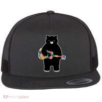 Happy Song Bear Guitar Flat Bill Trucker Hat thumb 0
