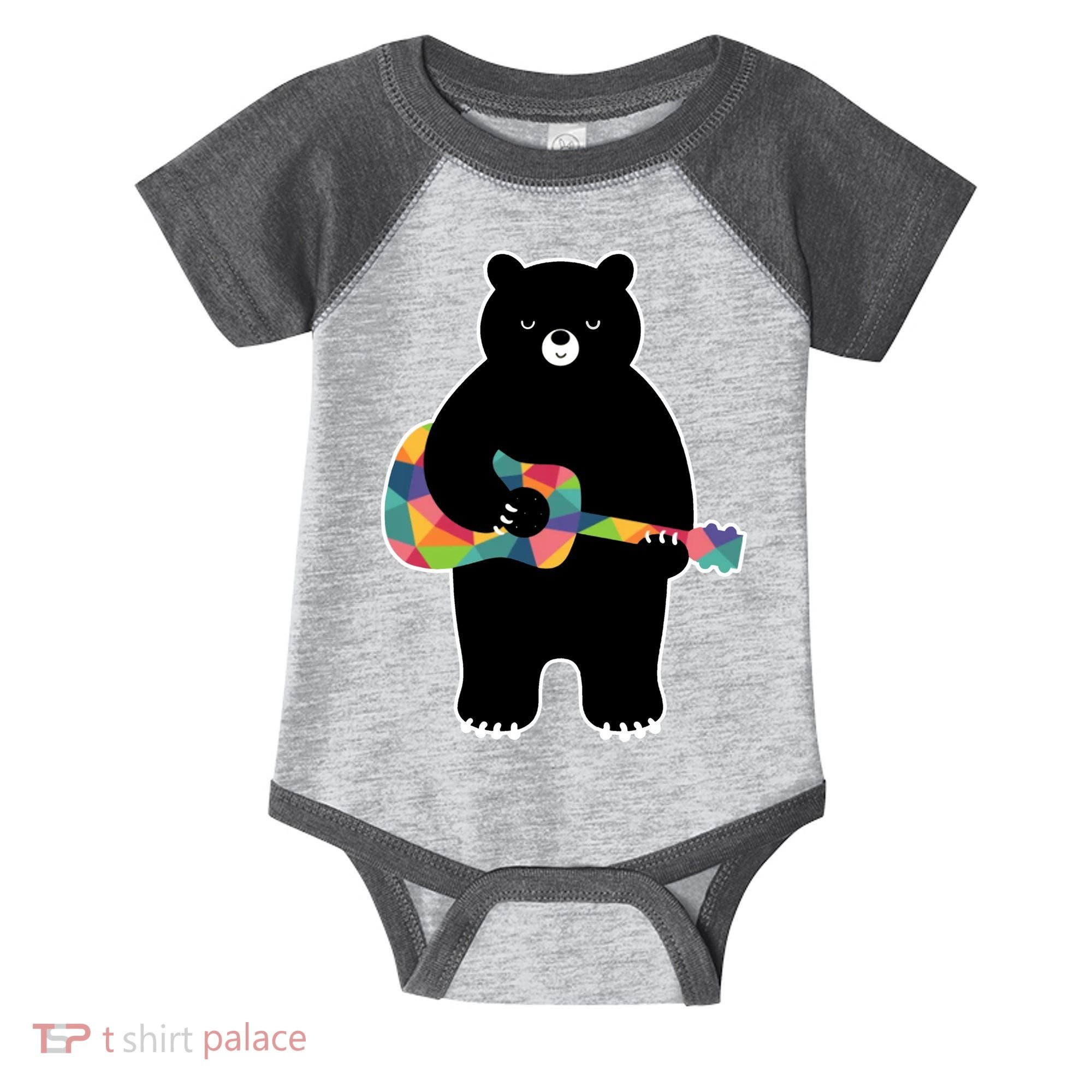 Happy Song Bear Guitar Infant Baby Jersey Bodysuit