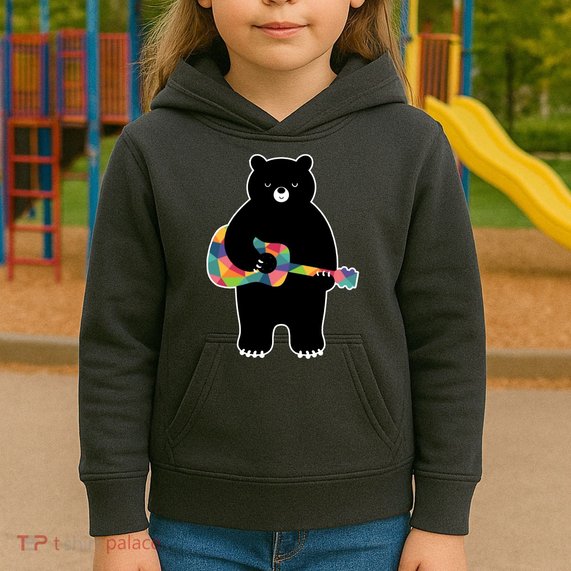 Happy Song Bear Guitar Kids Hoodie