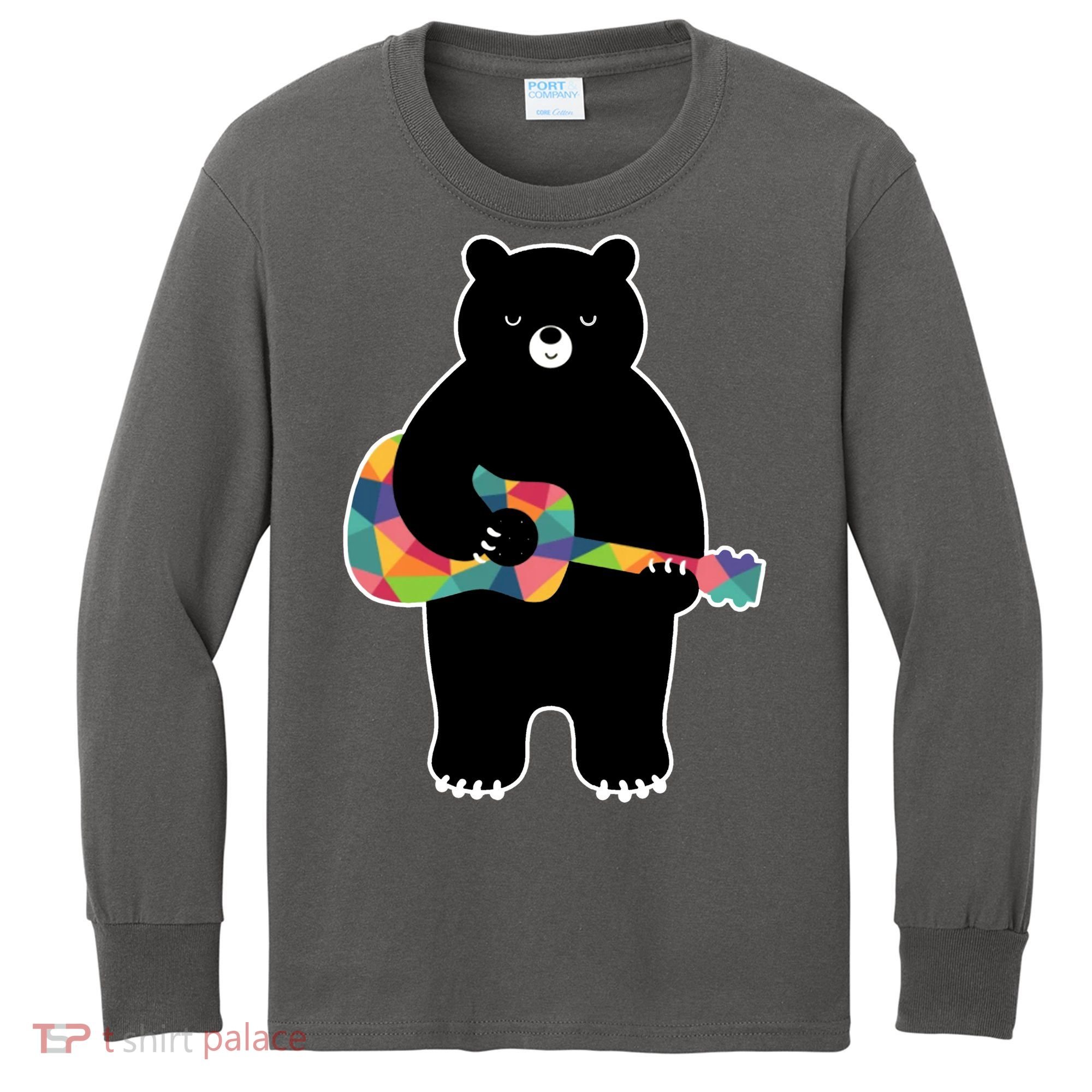 Happy Song Bear Guitar Kids Long Sleeve Shirt
