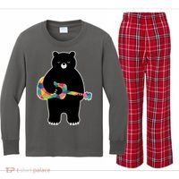 Happy Song Bear Guitar Kids Long Sleeve Plaid Pajama Set thumb 0