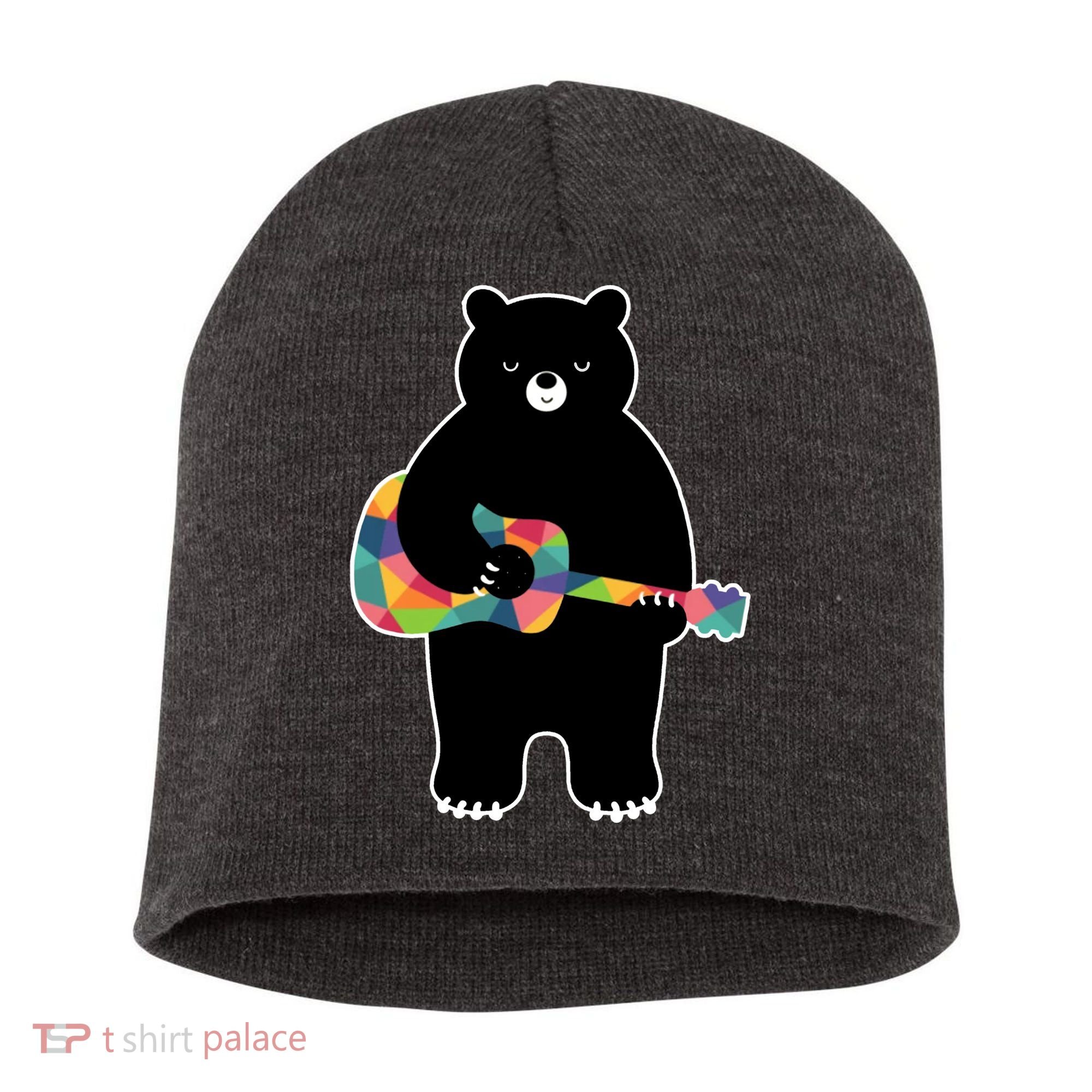 Happy Song Bear Guitar Short Acrylic Beanie