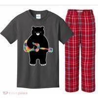 Happy Song Bear Guitar Kids Plaid Pajama Set thumb 0