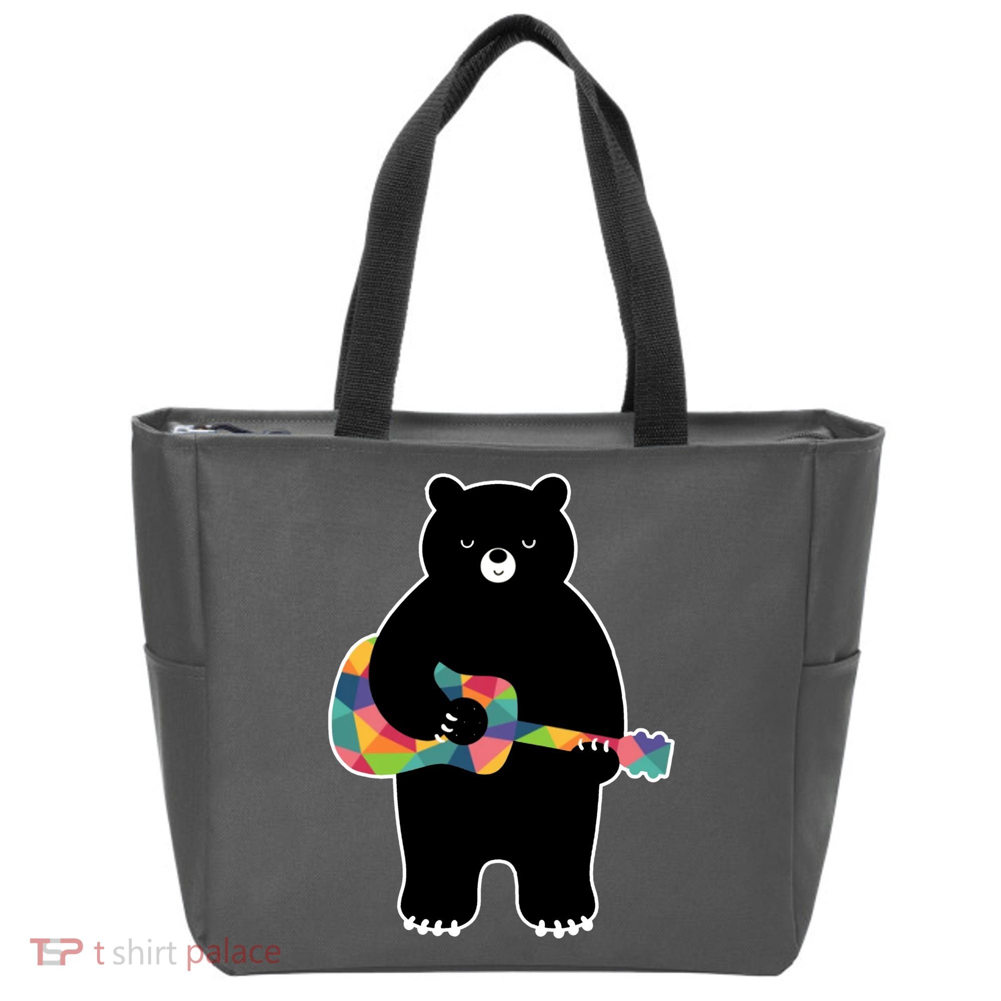 Happy Song Bear Guitar Tote Bag
