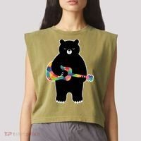 Happy Song Bear Guitar Garment-Dyed Women's Muscle Tee thumb 2