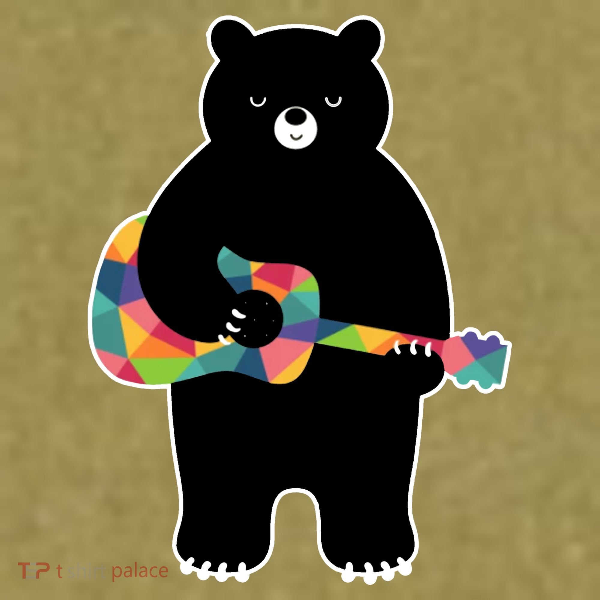 Happy Song Bear Guitar Garment-Dyed Women's Muscle Tee