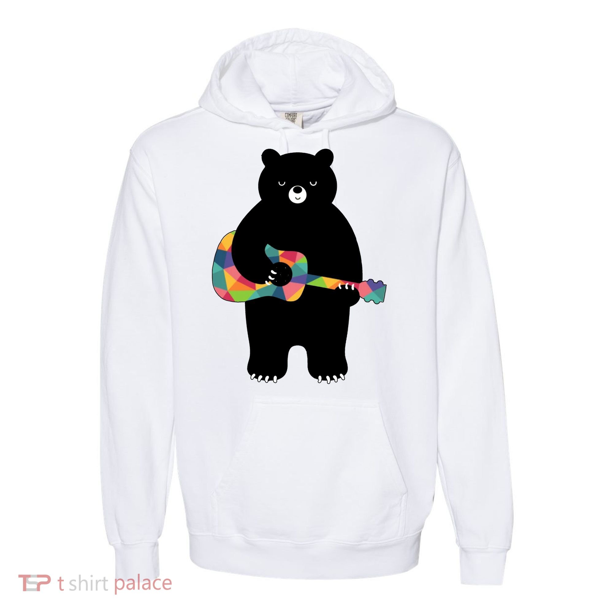Happy Song Bear Guitar Comfort Colors Garment-Dyed Hooded Sweatshirt