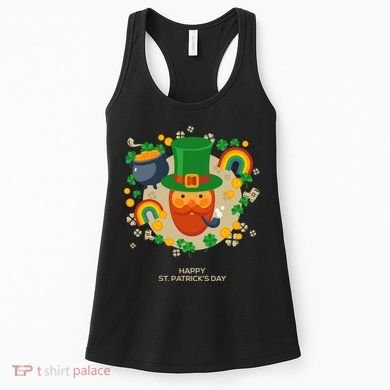 Happy St. Patrack's Day Leprechaun Smoking Pipe Women's Tank Top