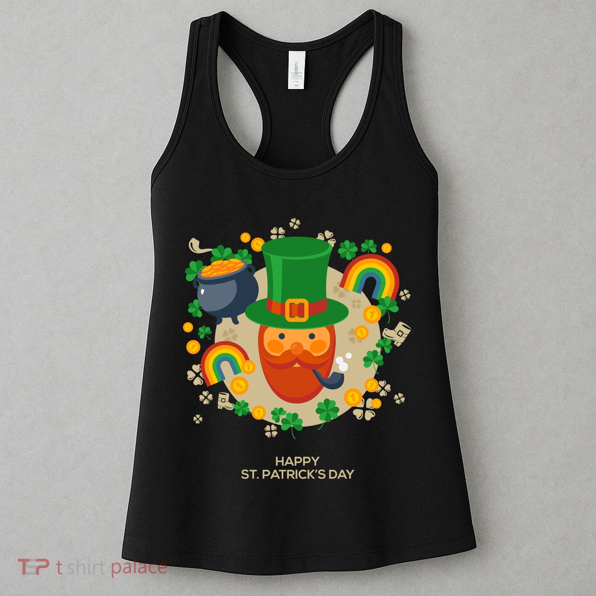 Happy St. Patrack's Day Leprechaun Smoking Pipe Women's Tank Top