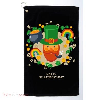 Happy St. Patrack's Day Leprechaun Smoking Pipe Golf Towel