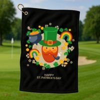 Happy St. Patrack's Day Leprechaun Smoking Pipe Golf Towel thumb 1