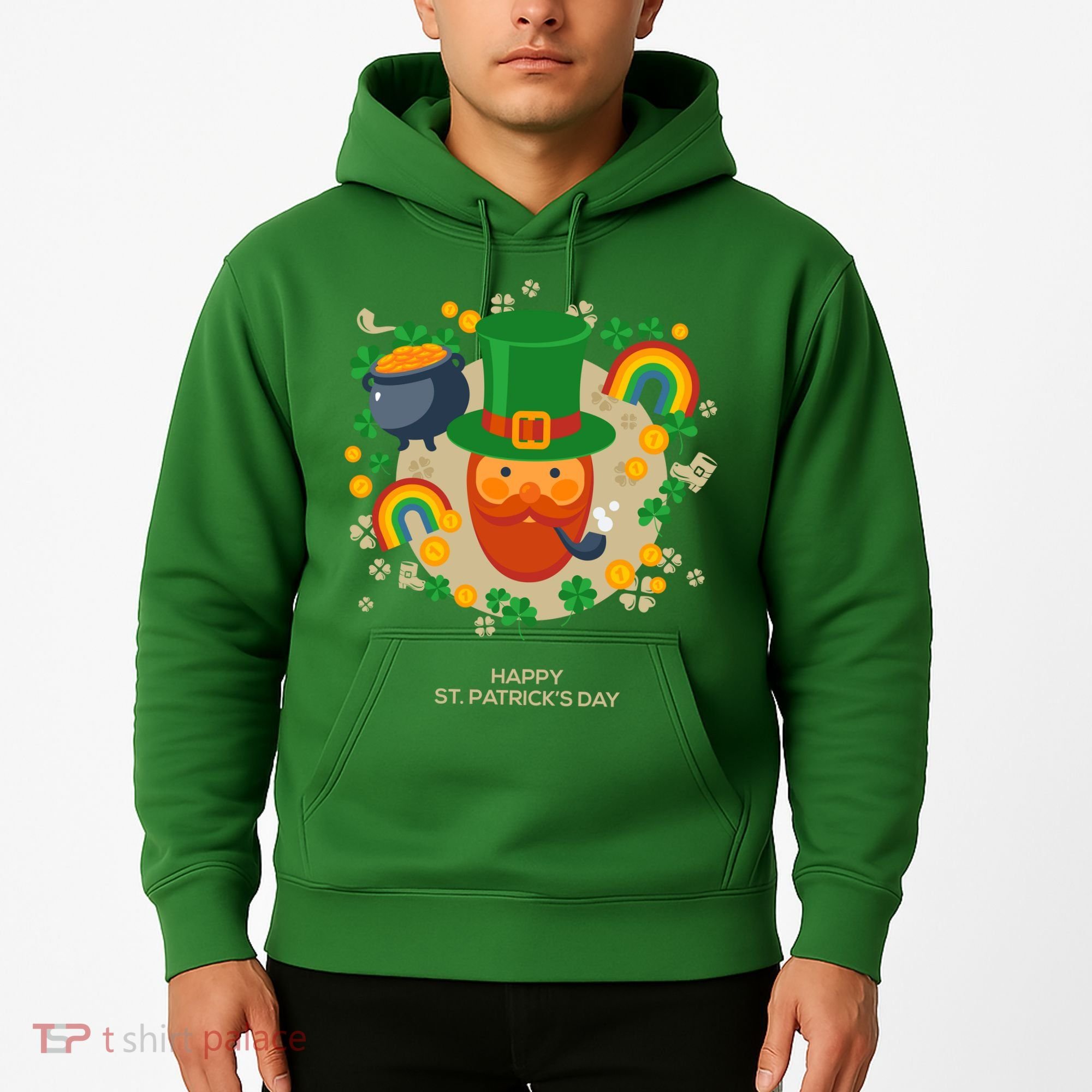 Happy St. Patrack's Day Leprechaun Smoking Pipe Hoodie