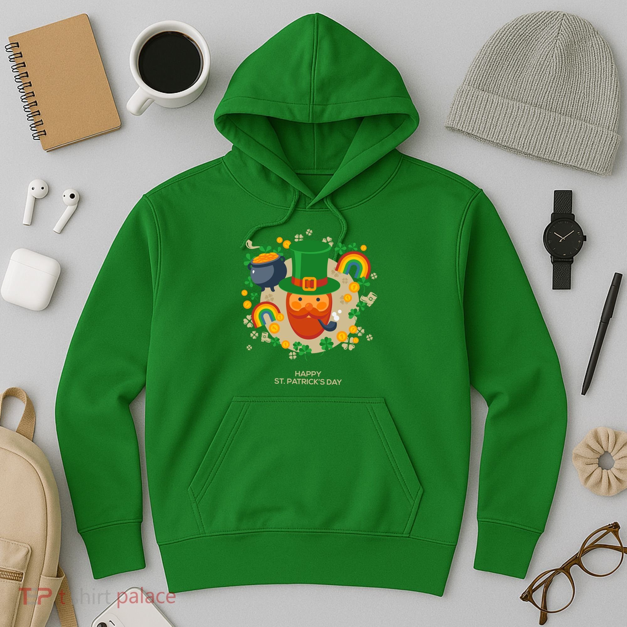 Happy St. Patrack's Day Leprechaun Smoking Pipe Hoodie