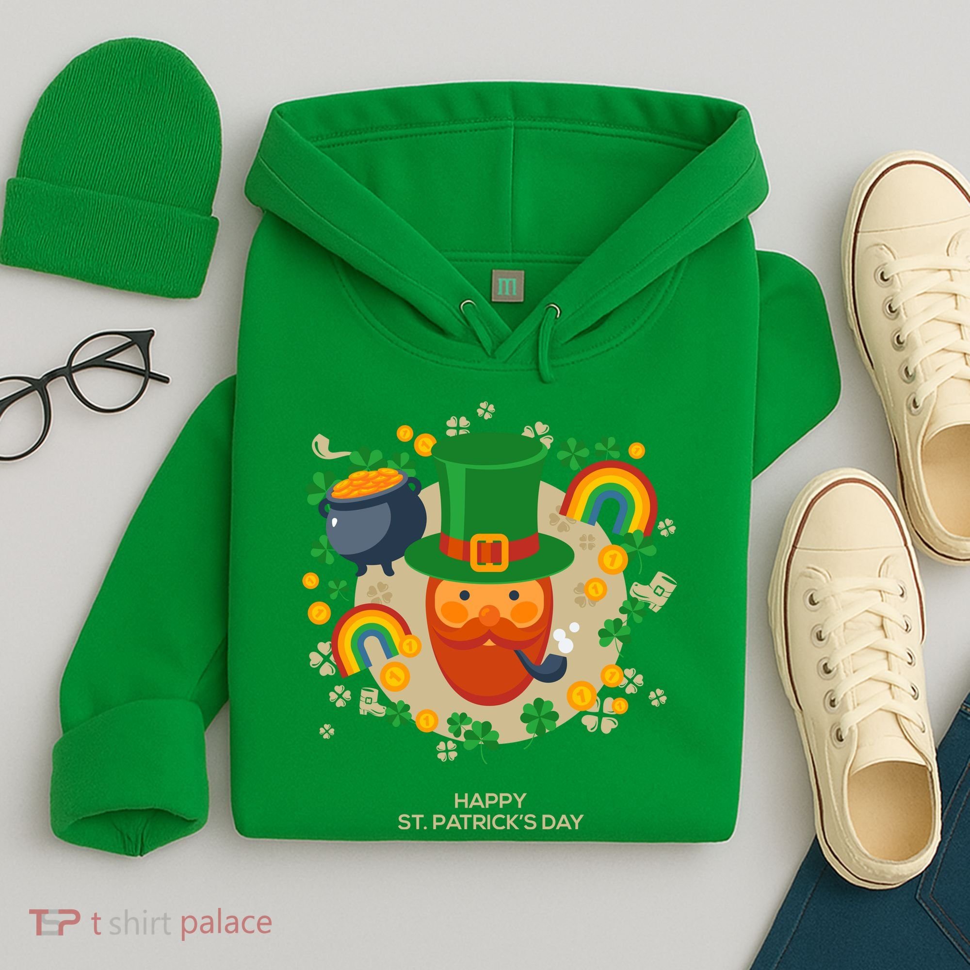 Happy St. Patrack's Day Leprechaun Smoking Pipe Hoodie