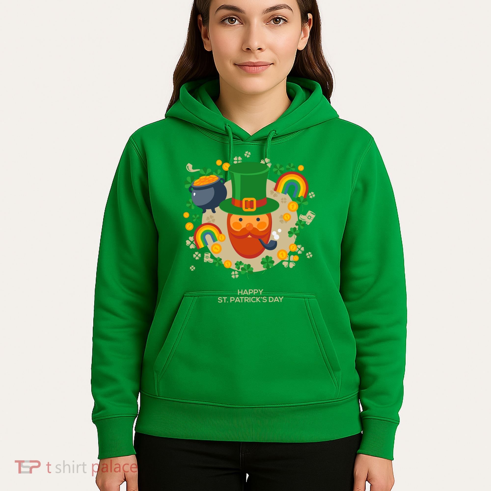 Happy St. Patrack's Day Leprechaun Smoking Pipe Hoodie