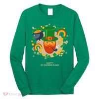 Happy St. Patrack's Day Leprechaun Smoking Pipe Long Sleeve Shirt thumb 0