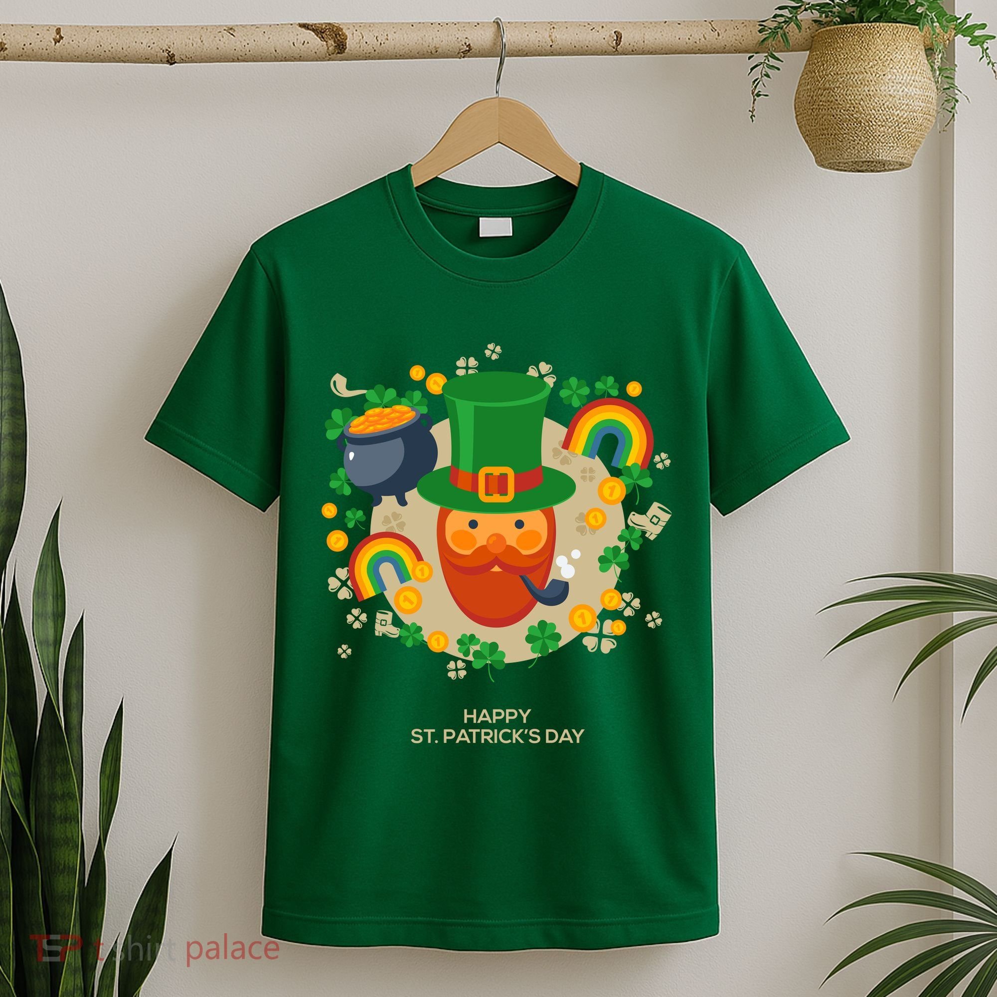Happy St. Patrack's Day Leprechaun Smoking Pipe T-Shirt