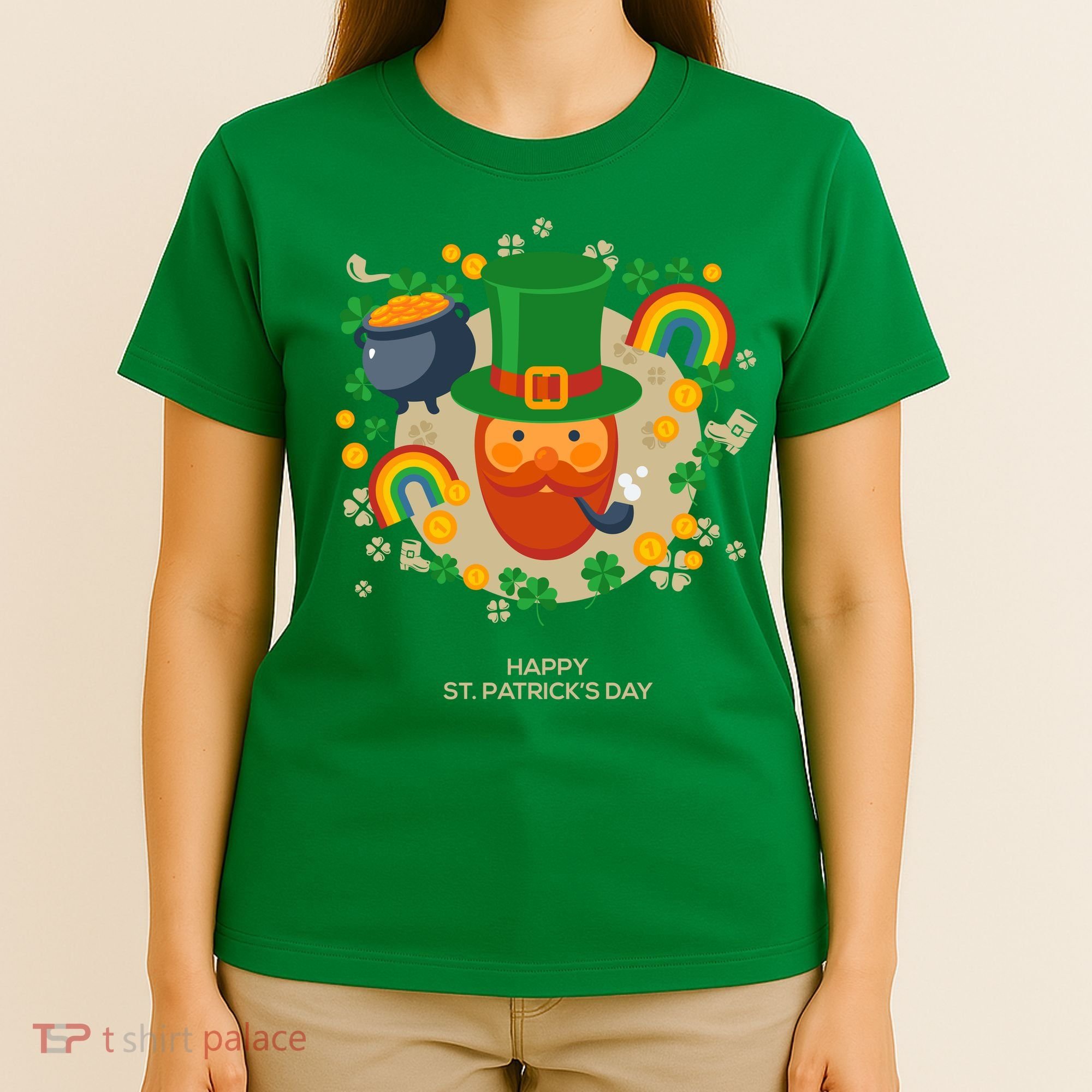Happy St. Patrack's Day Leprechaun Smoking Pipe T-Shirt