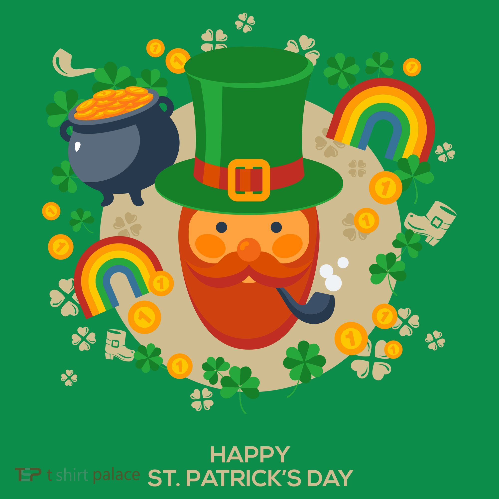 Happy St. Patrack's Day Leprechaun Smoking Pipe T-Shirt