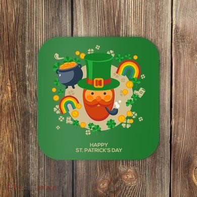 Happy St. Patrack's Day Leprechaun Smoking Pipe Coaster